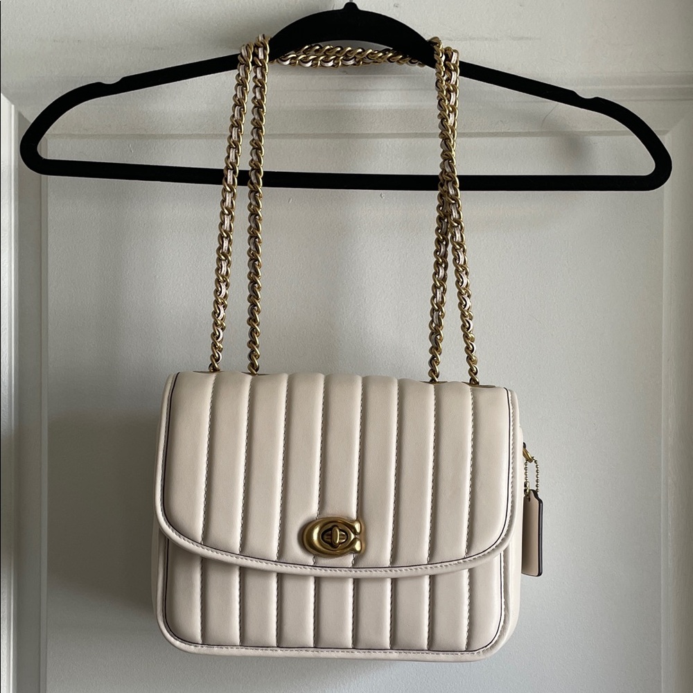 Coach Madison Cream Quilted leather Bag purse LIKE NEW with dust bag